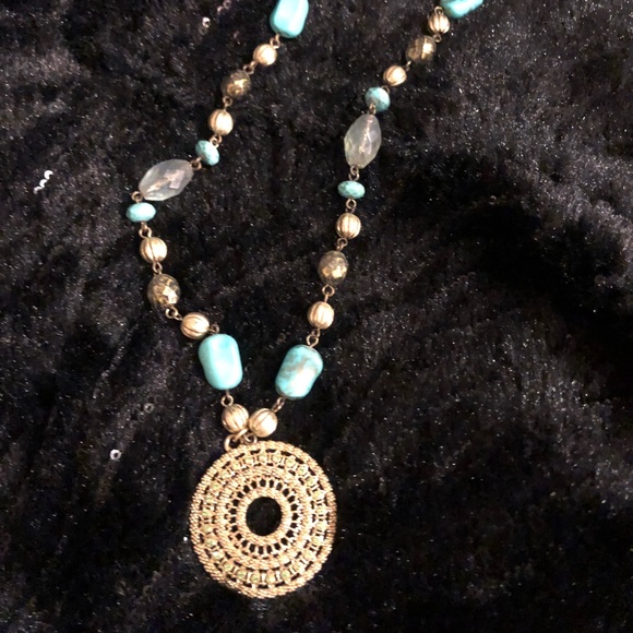 Women’s Necklace Turquoise, Gold and Green Colors - Picture 7 of 14